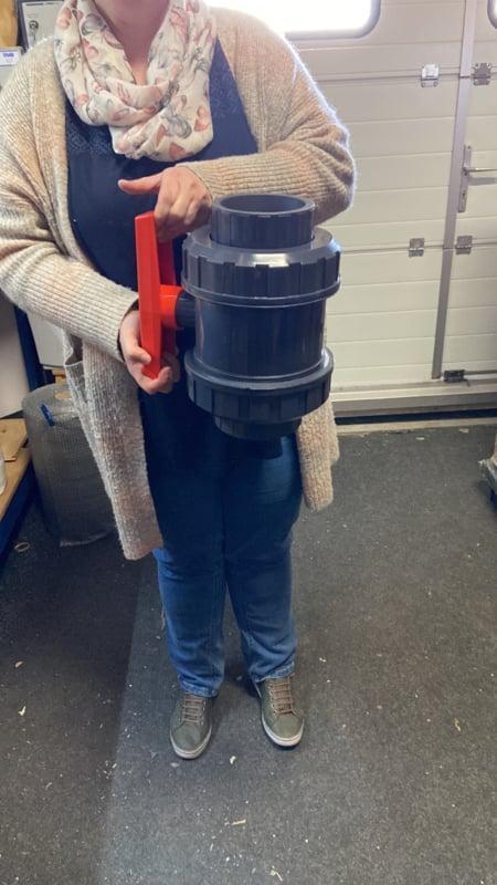 Pvc kogelkraan 110mm dubbele wartel PN10 (Pvc materiaal), Tuin en Terras, Vijver-toebehoren, Overige typen, Nieuw, Verzenden