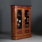 Hollandse mahonie bibliotheekkast ca 1855 met gestoken gan, Antiek en Kunst, Antiek | Meubels | Kasten, Ophalen of Verzenden