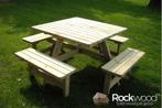 Rockwood® Picknicktafel Vierkant 1.15m inclusief montage, Nieuw, Ophalen of Verzenden, Hout, Vierkant