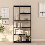 [en.casa] Boekenkast Vehmaa schap staal 188x90x30 cm zwart m, Huis en Inrichting, Kasten | Boekenkasten, Verzenden, Nieuw