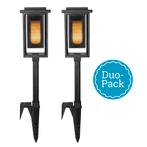 Set van 2 LED Solar Fakkel Tuinlamp Zwart Tuinverlichting, Tuin en Terras, Buitenverlichting, Zonne-energie, Kunststof, Verzenden