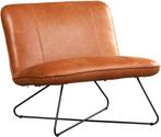 Leren brede design fauteuil zonder armleuning - Echt leer, I, Huis en Inrichting, Fauteuils, Nieuw, Ophalen of Verzenden, 75 tot 100 cm