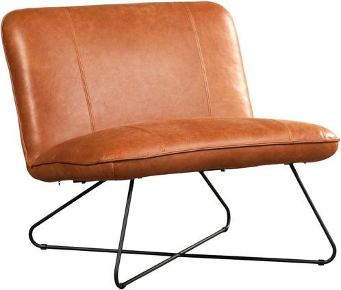 Leren brede design fauteuil zonder armleuning - Echt leer, I, Huis en Inrichting, Fauteuils, 75 tot 100 cm, 75 tot 100 cm, Nieuw