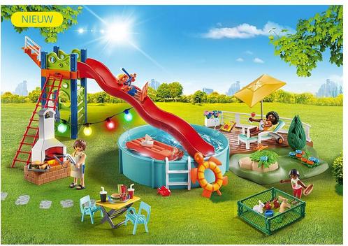 Playmobil City Life 70987 Zwembadfeest met glijbaan, Kinderen en Baby's, Speelgoed | Playmobil, Nieuw, Ophalen of Verzenden