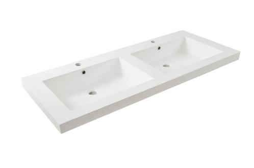Vision losse dubbele kunstmarmer wastafel 120x47 wit, Huis en Inrichting, Badkamer | Badkamermeubels, Nieuw, Verzenden