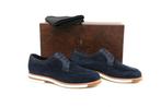 RRP 3850€ Stefano Ricci Navy Suede & Crocodile Derby Shoes –, Nieuw
