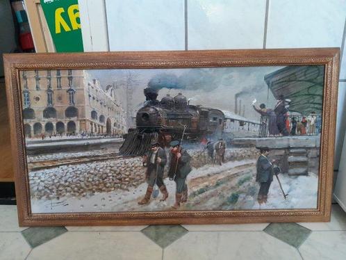 Tammaro Francesco (1939) - Arriva il Treno, Antiek en Kunst, Kunst | Schilderijen | Klassiek