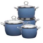 Altom Design Balbina 8 delige Emaille Pannenset blauw -, Ophalen of Verzenden, Nieuw