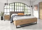 Tweepersoonsbed Saturn - Eiken - Zwart - 160x200 cm, Huis en Inrichting, Slaapkamer | Bedden, Verzenden, 200 cm, Industrieel, 160 cm