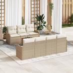 vidaXL Tuin Sofa Set 8 pcs Beige Poly riet, Verzenden, Nieuw, Rotan