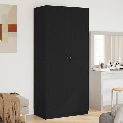vidaXL Kledingkast 90x52x200 cm bewerkt hout zwart, Huis en Inrichting, Kasten | Kledingkasten, Nieuw, Verzenden
