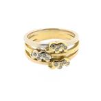 Tricolor gouden ring met diamant | 0,15 ct. (witgoud), Sieraden, Tassen en Uiterlijk, Ringen, Gebruikt, Overige kleuren, Ophalen of Verzenden