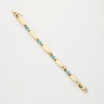 Schakelarmband - 14 karaat Geel goud - Turkoois, Sieraden, Tassen en Uiterlijk, Antieke sieraden