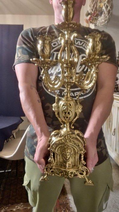Kaarsenhouder (2) - Verguld brons - Bronzen kandelaars, Antiek en Kunst, Antiek | Klokken