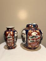 Vaas - Porselein - Japan - Imari 2 Delig Vazen Set (Zonder, Antiek en Kunst