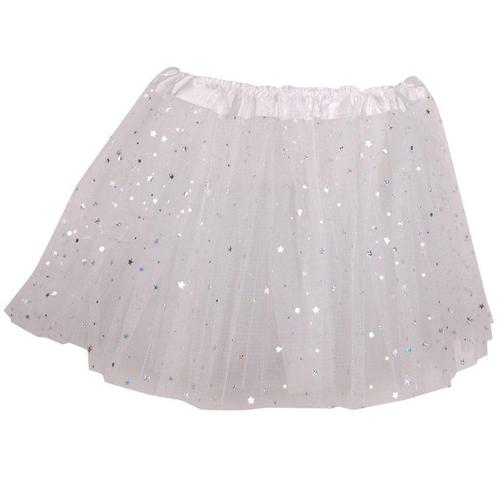 Tutu voor kinderen organza wit met zilveren sterretjes NIEUW, Kinderen en Baby's, Carnavalskleding en Verkleedspullen, Meisje