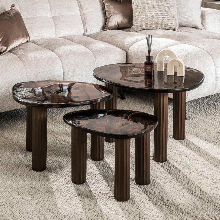 *WOONWINKEL* Salontafel Getrokken Glas Koperkleur Middel, Huis en Inrichting, Tafels | Salontafels, Nieuw, Verzenden