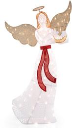 COSTWAY kerstfiguur, engel met warmwitte LED-lampjes, kerstd, Verzenden, Zo goed als nieuw