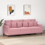 vidaXL Driezitsbank 180 cm fluweel roze, Verzenden, 150 tot 200 cm, Stof, Driepersoons