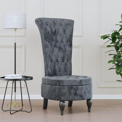 vidaXL Stoel hoge rugleuning met knopen fluweel donkergrijs, Huis en Inrichting, Fauteuils, Nieuw, Verzenden