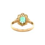 Gouden vintage entourage ring met smaragd en roosdiamant 14, Ophalen of Verzenden, Nieuw