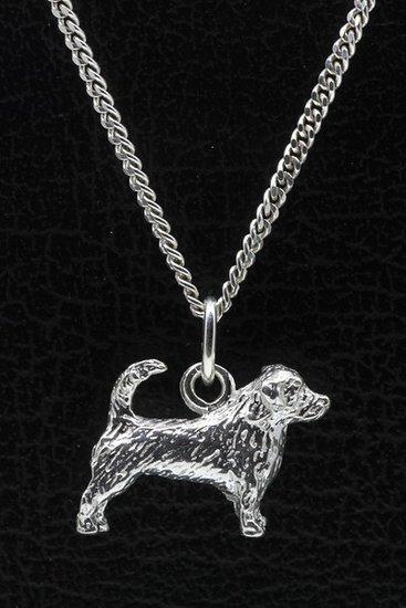 Zilveren Glen of imaal terrier met staart ketting hanger ..., Sieraden, Tassen en Uiterlijk, Kettinghangers, Verzenden