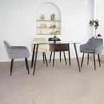 Lina® Noble - Velvet Eetkamerstoel - Set van 2 - Licht Grijs, Twee, Overige kleuren, Stof, Nieuw