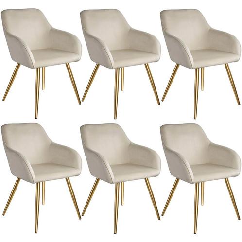 Eetkamerstoel Marilyn fluweellook, gouden poten - creme/goud, Huis en Inrichting, Stoelen, Verzenden