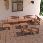 vidaXL 10-delige Loungeset massief grenenhout honingbruin, Verzenden, Nieuw, Loungeset
