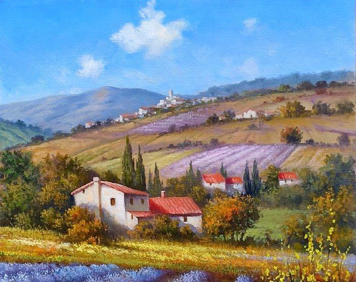 Raimondo Pacini (1974) - Quiet flowery countryside -, Antiek en Kunst, Kunst | Schilderijen | Klassiek