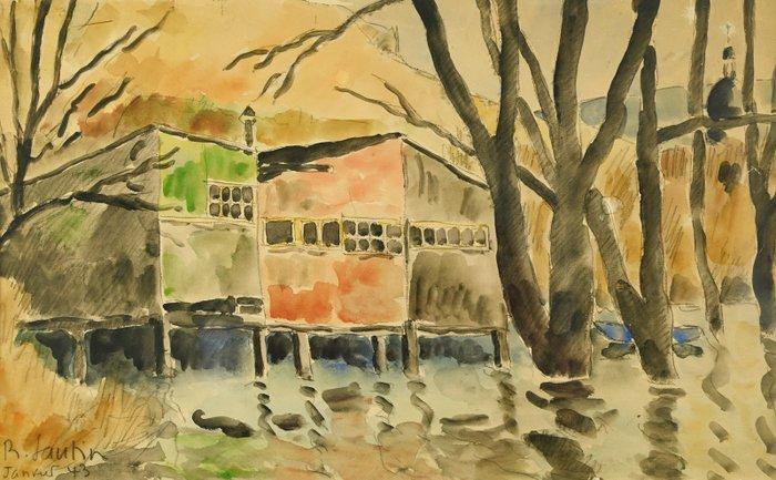 René Sautin (1881-1968) - Greniers en aval de lhôpital,, Antiek en Kunst, Kunst | Schilderijen | Klassiek