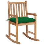 vidaXL Schommelstoel met groen kussen massief teakhout, Verzenden, Nieuw, Hout