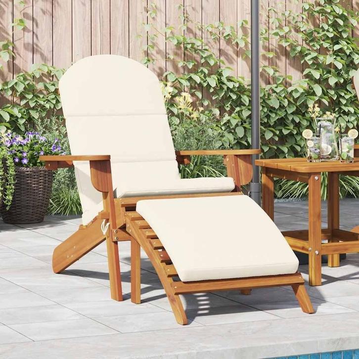 Acaciahout Adirondack Stoel met Voetensteun | Retourdeal 55%, Tuin en Terras, Tuinstoelen, Inklapbaar, Nieuw, Hout, Ophalen of Verzenden