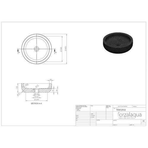 Waskom Forzalaqua Verona Graniet Gezoet Gebrand 40x12 cm, Doe-het-zelf en Verbouw, Sanitair, Ophalen of Verzenden