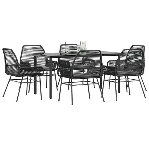 vidaXL 7-delige Tuinset met kussens poly rattan glas zwart, Tuin en Terras, Tuinsets en Loungesets, Tuinset, Nieuw, 6 zitplaatsen