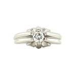 Witgouden pinkring met diamant 18 karaat, Sieraden, Tassen en Uiterlijk, Ringen, Verzenden, Zo goed als nieuw, Wit, Goud