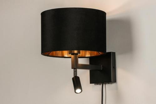 Rietveld Wandlampen - Zwart, Goud - Stof, Metaal, Huis en Inrichting, Lampen | Wandlampen, Verzenden