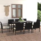 vidaXL 9-delige Tuinset poly rattan zwart, Nieuw, 8 zitplaatsen, Tuinset, Verzenden