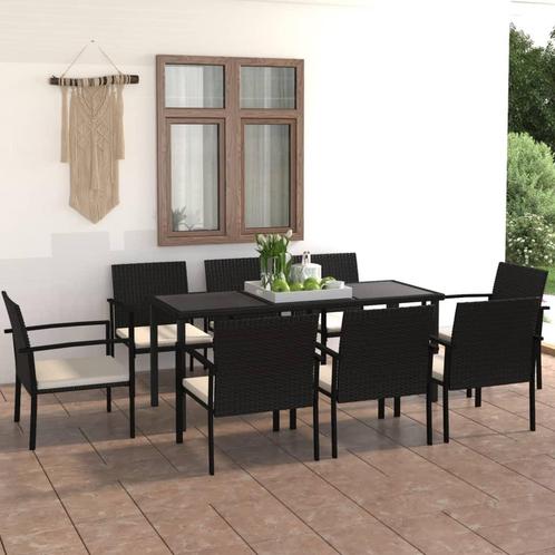 vidaXL 9-delige Tuinset poly rattan zwart, Tuin en Terras, Tuinsets en Loungesets, Tuinset, Nieuw, 8 zitplaatsen, Rotan, Verzenden