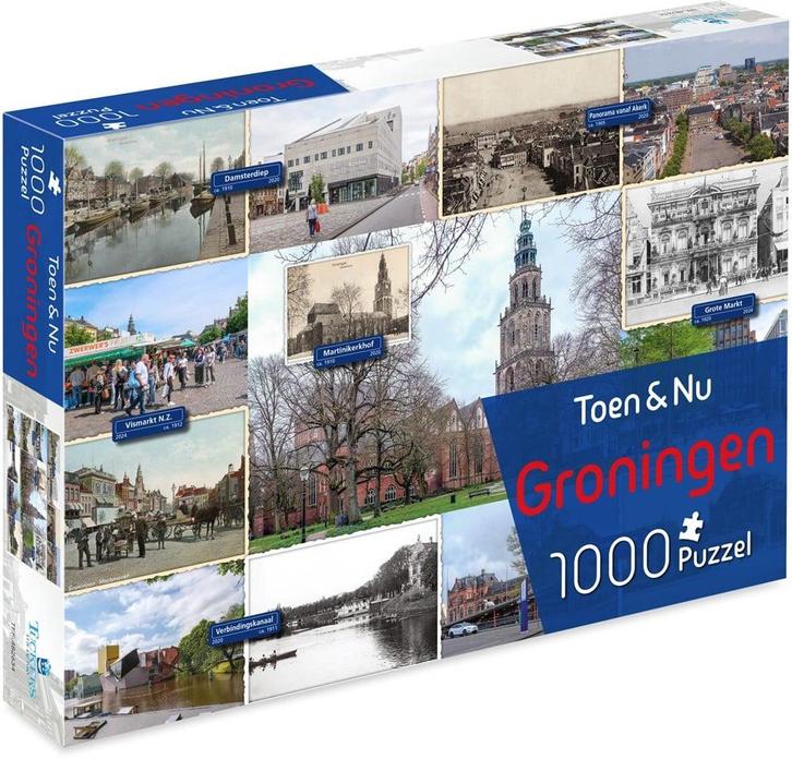 Toen & Nu - Groningen Puzzel (1000 stukjes) | Tuckers Fun, Hobby en Vrije tijd, Denksport en Puzzels, Nieuw, Verzenden