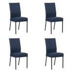 Set van 4 Leren eetkamerstoelen Real - Toledo Kobalt, Ophalen of Verzenden, Nieuw, Leer, Vijf, Zes of meer stoelen