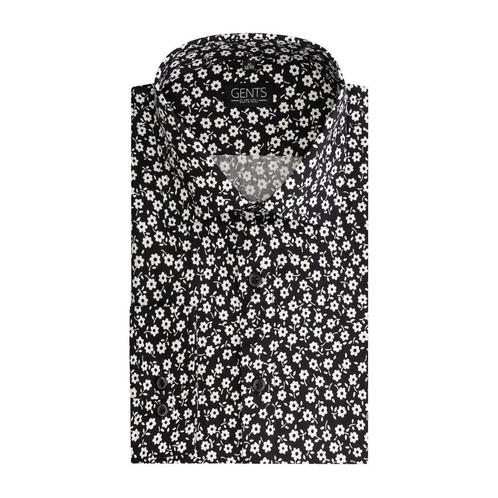 GENTS - Print bloemetje zwart-wit - L 41/42, Kleding | Heren, Overhemden, Verzenden