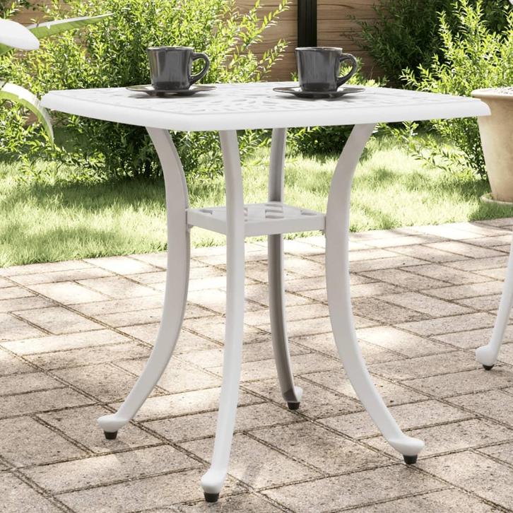 vidaXL Tuintafel 53x53x53 cm gietaluminium wit, Tuin en Terras, Tuintafels, Nieuw, Aluminium, Verzenden