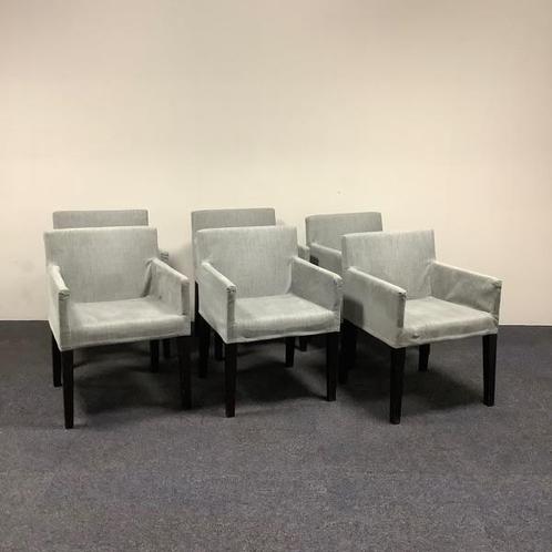 Tweedehands complete set van 6 x eetkamer fauteuil, grijs -, Huis en Inrichting, Fauteuils, Gebruikt, Stof, Ophalen of Verzenden