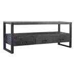 Tv-meubel Mangohout Britt 150 Zwart, Nieuw, 150 tot 200 cm, Minder dan 100 cm, 25 tot 50 cm