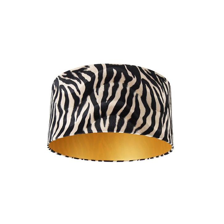 Velours lampenkap zebra dessin 50/50/25 gouden binnenkant, Huis en Inrichting, Lampen | Lampenkappen, Minder dan 25 cm, Overige vormen