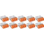 WAGO - Lasklem - 3 Polig - 0.5-2.5mm2 - Oranje - 10 Stuks, Doe-het-zelf en Verbouw, Elektra en Kabels, Ophalen of Verzenden, Nieuw