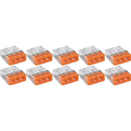 WAGO - Lasklem - 3 Polig - 0.5-2.5mm2 - Oranje - 10 Stuks, Doe-het-zelf en Verbouw, Elektra en Kabels, Nieuw, Ophalen of Verzenden