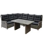 Ibiza hoek dining loungeset 5-delig verstelbaar grijs, Tuin en Terras, Ophalen of Verzenden, Nieuw, Wicker