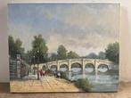European school (XX) - Le pont des promeneurs, Antiek en Kunst, Kunst | Schilderijen | Klassiek